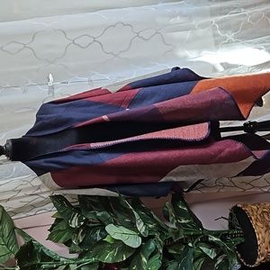 OS Woven Heart Fall Color Long Cape